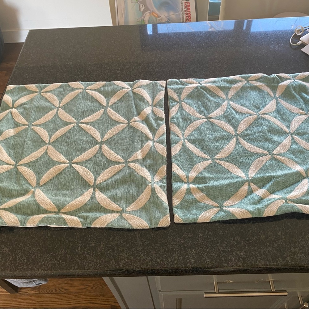 West Elm Accent Pillow Covers (2) approx 18”x 18”